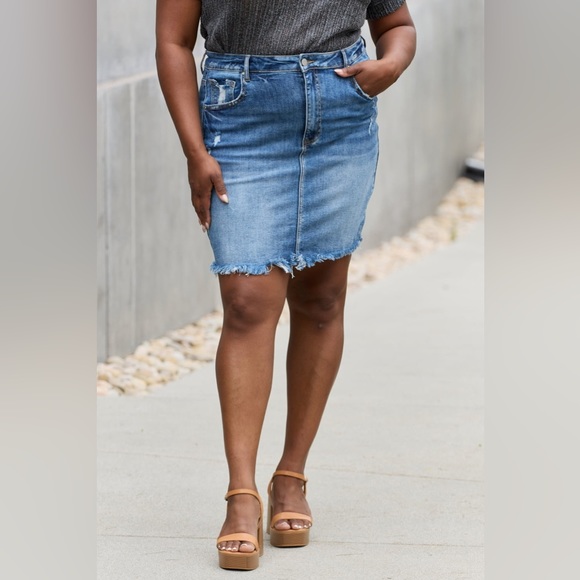RISEN Amelia Full Size Denim Mini Skirt